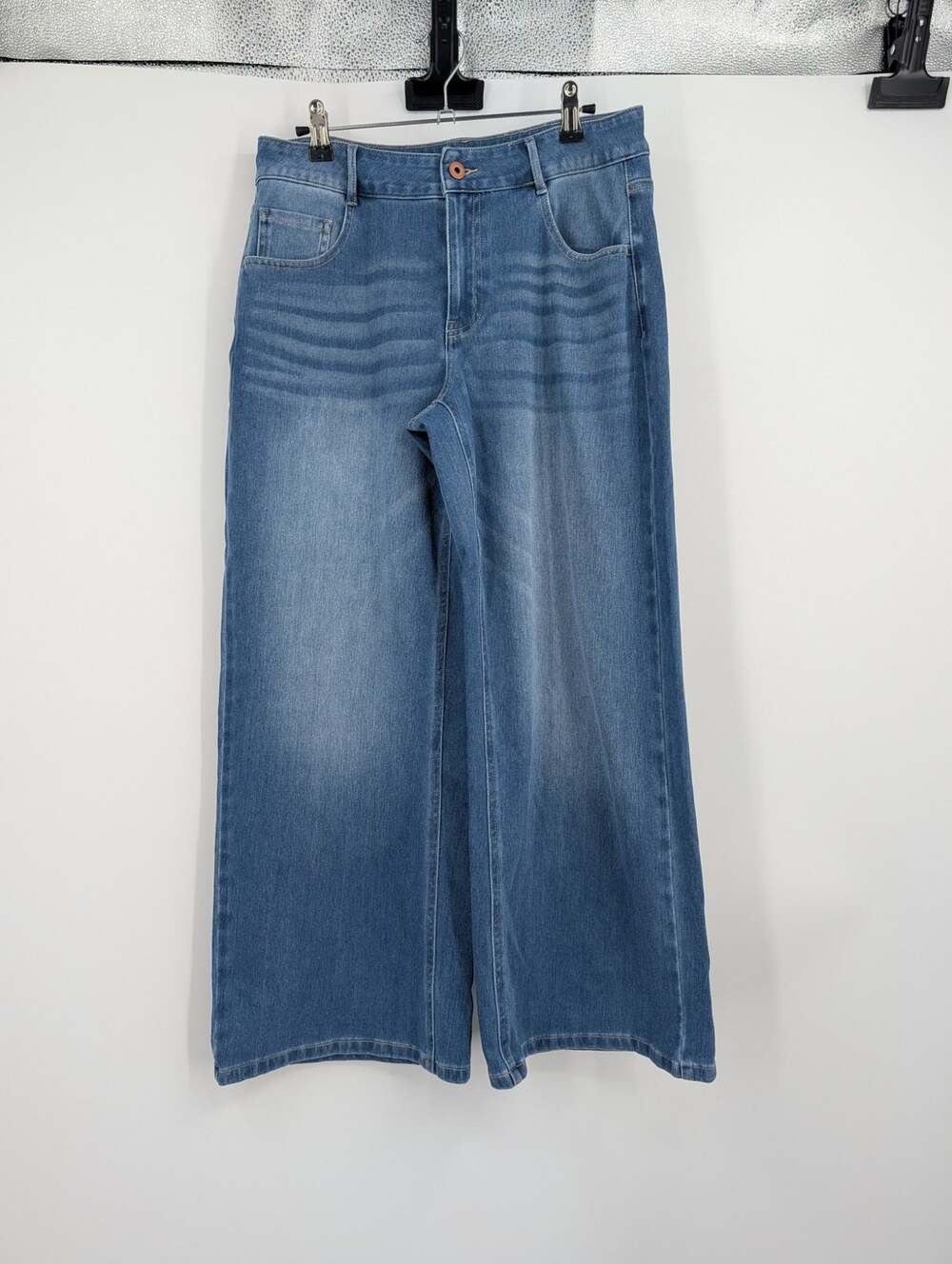 Halara Flex Mid Rise Washed Baggy Wide Leg Casual Jeans with Pockets Comfort Med